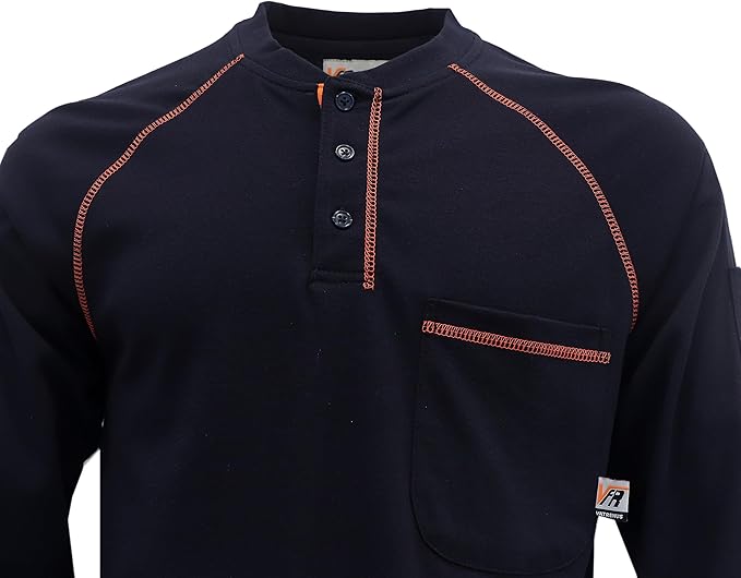 VATRENUS FR Shirts Henley 5.5oz 100% Cotton Flame Resistant Long Sleeve T-Shirts