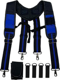 Tool Belt Suspender for Men 4 Point Padded with Attachment Loops, WristBand Pouch Pocket for Construction Worker