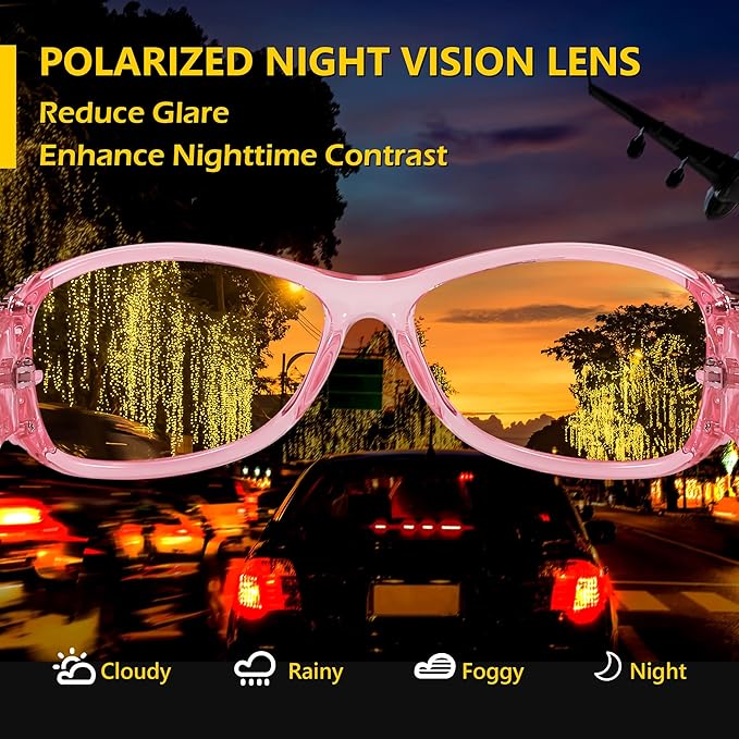 FEISEDY Classic Womens Night Glasses Driving Anti Glare Wrap Around Yellow Sunglasses B2548