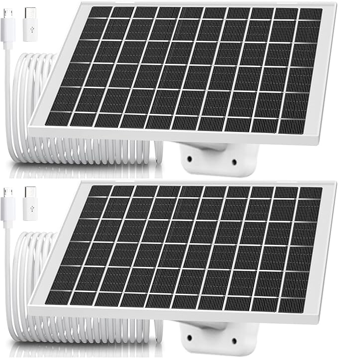 2 Pack 5V 7W Solar Panel Charger Compatible with Arlo Essential 2K Outdoor 2nd Gen, Arlo Essential XL Camera 2nd Gen, Tapo SolarCam C403 A200, Tapo SolarCam 2K, TP-Link Tapo TC82 C425 C403 C420 C400