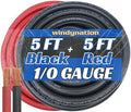 WNI 1/0 Gauge 5 Feet Black 5 Feet Red 1/0 AWG Ultra Flexible Welding Battery Copper Cable Wire - Made in The USA - Car, Inverter, RV, Solar