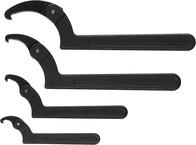 Williams JHWWS-474 Adjustable Hook Spanner Wrench Set, 4-Piece, Provides heavy-duty Durability, Precise Engineering, and Versatility for Industrial Applications