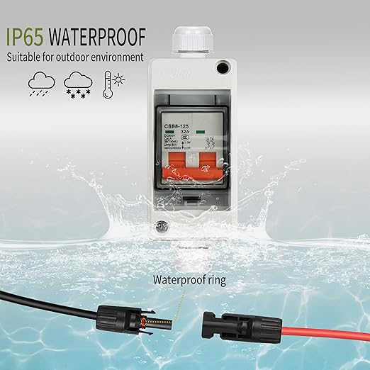 DC500V Solar Disconnect Switch IP65 Waterproof Outdoor Solar Breaker with Din Rail Enclosure MCB 2P Small Circuit Combiner Box with Wall Mounting Brackets