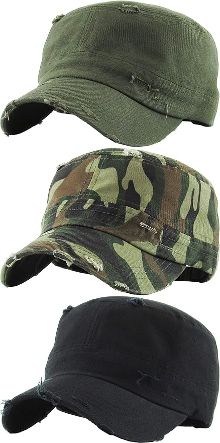 Funky Junque Distressed Military Hat – Newsboy Hats for Women, Short Brim Army Baseball Cap, Womens Cadet Hat Trendy Style
