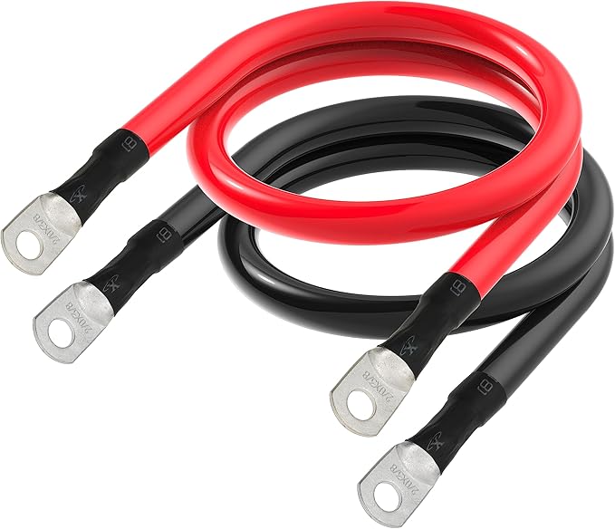 2/0 AWG Battery Cable 2/0AWG Gauge Battery Inverter Cables for Automotive Solar Marine Boat RV Car Motorcycle (2/0 AWG, 3FT, 3/8")