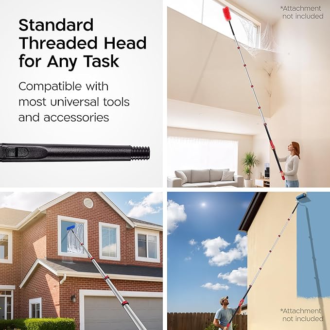 Tyroler Professional Window Squeegee with Extension Pole | 5.6-24.3ft Squeegee for Windows Cleaning | Outdoor Window Cleaner Tool, Windows Washing Kit with Extension Pole | Window Cleaning Kit