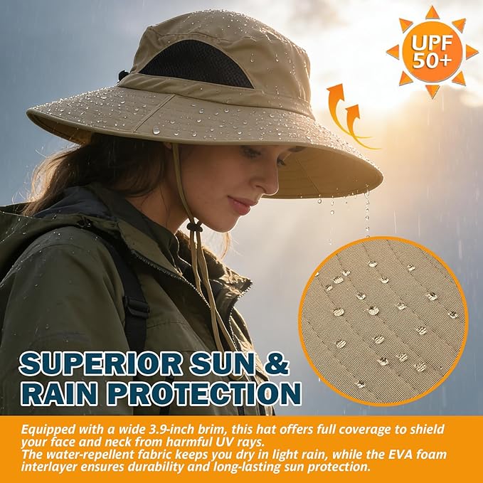 EINSKEY Wide Brim Sun Hat, UPF 50+ UV Protection Waterproof Packable Bucket Hat for Men & Women, Fishing Hiking Beach Garden