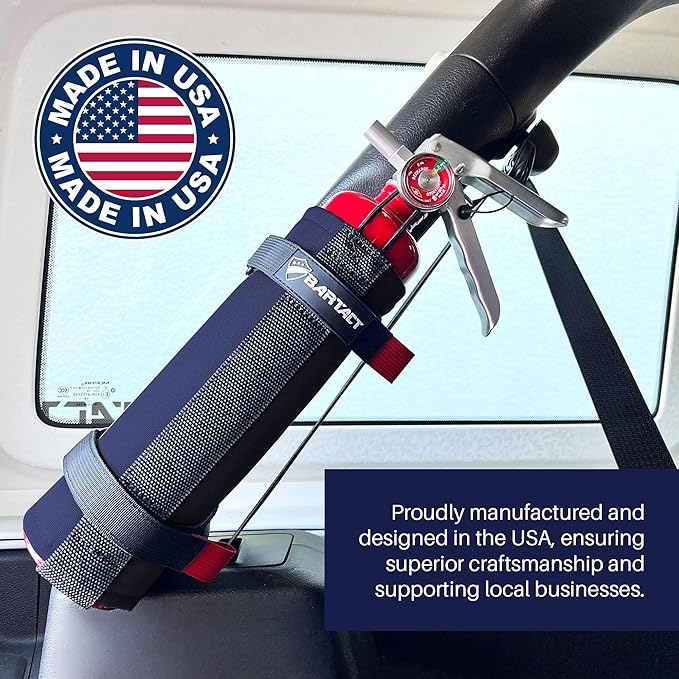 Bartact - 2.5 lb Roll Bar Fire Extinguisher Mount for Vehicle Holder, Adjustable Fire Extinguisher Holder Mount, US Made Universal Vehicle Fire Extinguisher Holder Fits All Roll Bars (Navy)