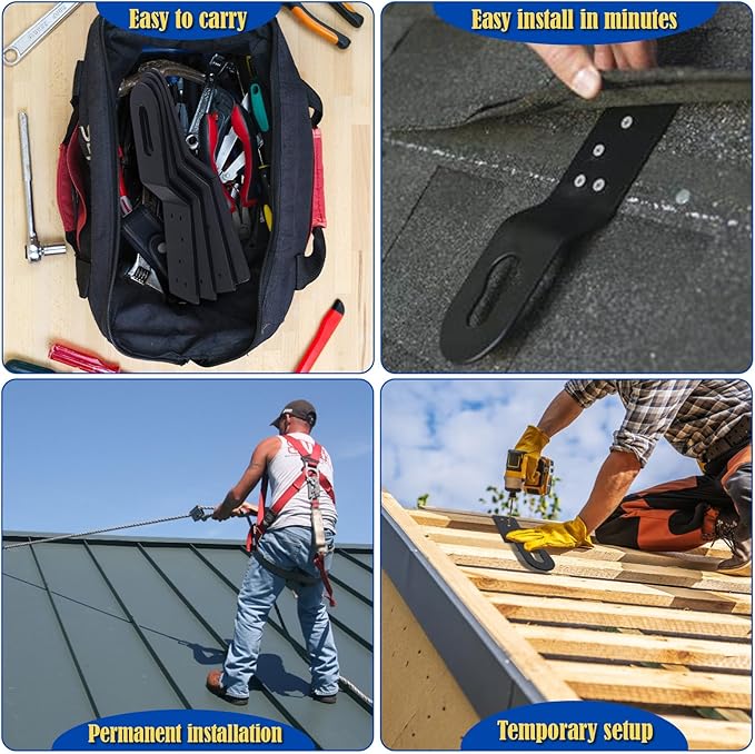 Roof Safety Anchor, Permanent Roof Anchors for Wood Roofs, Use With Roofing Harness, Safety Ropes, Other Roof Safety Equipment (3 Pack)