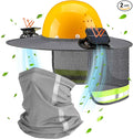 1 Set Sun Hard Hat Shade Full Brim Hard Hat Sun Visor with Solar Fans and Neck Sunshade Cover High Visibility Full Brim Mesh with Reflective Strip, Summer Protection Accessories(Gray)