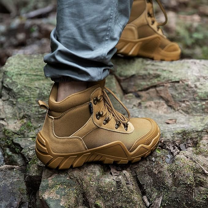 FREE SOLDIER Men's Waterproof Hiking Boots Tactical Work Boots Outdoor Lightweight Military Boots