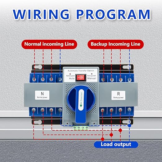 Dual Power Automatic Transfer Switch 4P 63A AC110V Generator Changeover Switch ATS 50Hz/60Hz