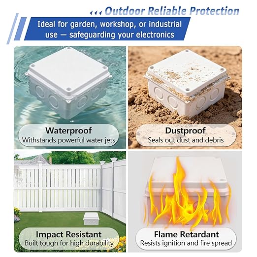 NineLeaf White Junction Box, IP65 Waterproof ABS Plastic Electrical Enclosure, Outdoor Dustproof Weather Resistant Project Box, 3.9 x 3.9 x 2.8 Inch (100x100x70mm), 3PK