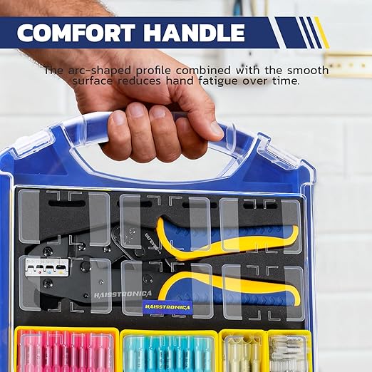 haisstronica 340PCS Heat Shrink Wire Connectors Set, 26-10AWG Marine Grade Heat Shrink Butt Connectors with 9" Crimping Tool and Organizer (4Colors/4Sizes)