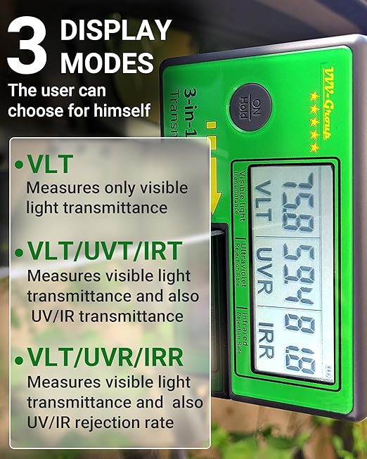 Digital Window Tint Meter TM-26 – Automotive VLT Tester with UVR & IRR Measurement, 8mm Slot Light Transmittance Meter for Car Side Windows and Solar Film Inspection (Without PU Case)