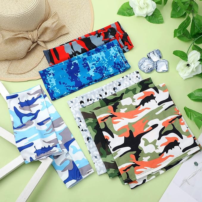 12 Sets UV Protection Face Covering Neck Gaiter Scarf and Ice Silk Cooling Arm Sleeves for Summer
