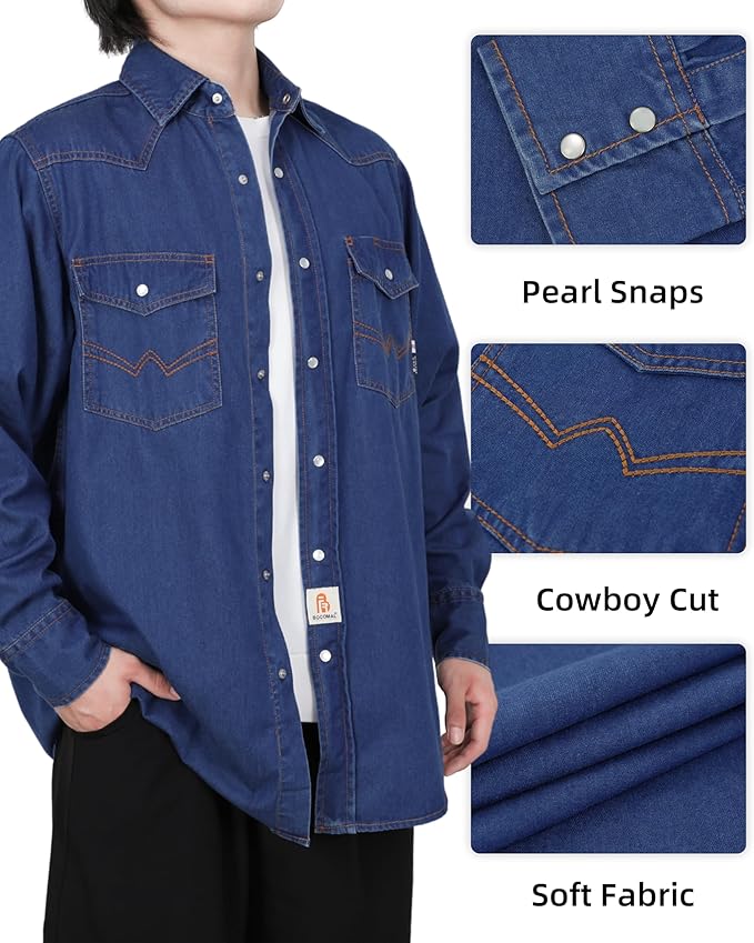 BOCOMAL FR Shirts 6.25oz Lightweight Welding Shirts Flame Resistant Men's Fire Retardant Shirt
