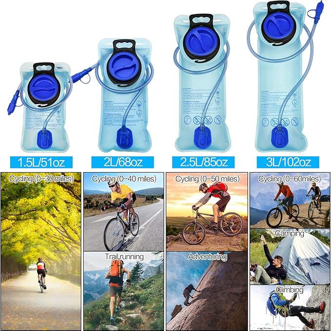 1.5L/2L/2.5L/3L Hydration Bladder, Large Opening Water Storage Bladder Bag, for Cycling Hiking Camping