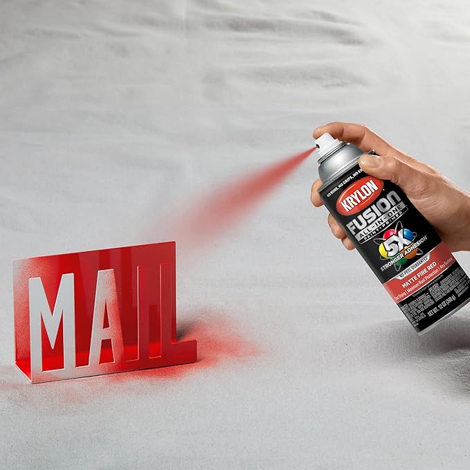 Krylon Fusion All-In-One Adhesive Spray Paint for Indoor/Outdoor Use, 12 oz, Fire Red