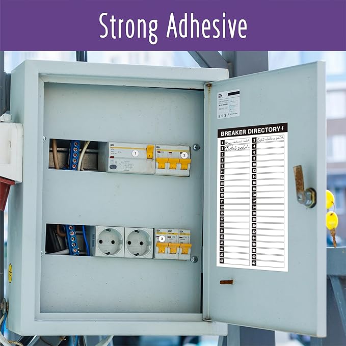 10 Sheet Breaker Panel Labels & 7 Breaker Catalog Stickers, Waterproof Durable Self-Adhesive Electrical Stickers (Black)