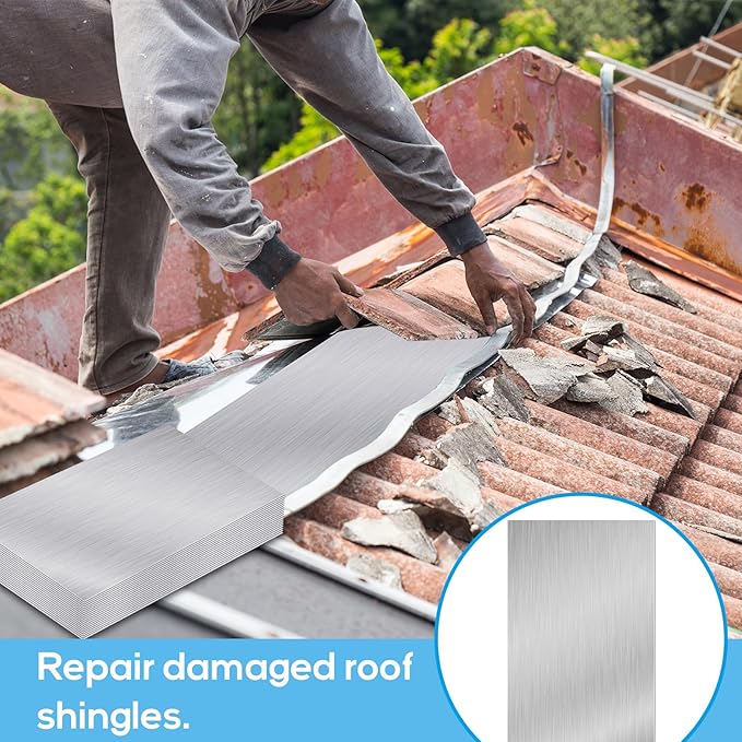 Therwen 100 Pcs 5 x 7 Inch Flashing Aluminum Sheet Roof Flashing Metal Roof for Shed Weatherproofing Areas Around Chimneys or Skylights (Silver)