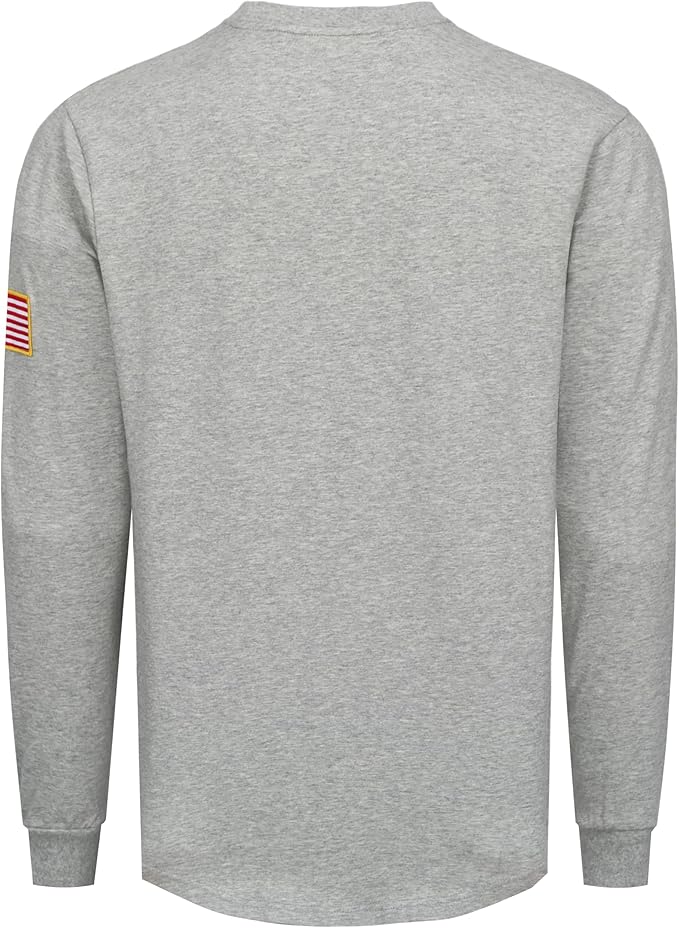 VATRENUS FR Shirt for Men Crewneck Midweight Utility Pocket Fire Resistant Long Sleeve Work Shirts NFPA2112 CAT2