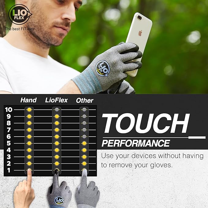 Safety Work Gloves with Touchscreen Fingers, 3 Pairs Thin & Lightweight Working Gloves, Ideal for Warehouse Workers, Delivery Drivers, Nitrile Foam Coated Grip Gloves for Women and Men (Gray, M)