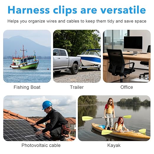 30 Pcs Trailer Frame Wire Clips, Solar Panel Clip, Plastic Wires Clip, Cable Clips Outdoor, S-Clip, Solar Panel Double Wire Clamps, Electrical Cord Management (Black, 25 x 16mm)