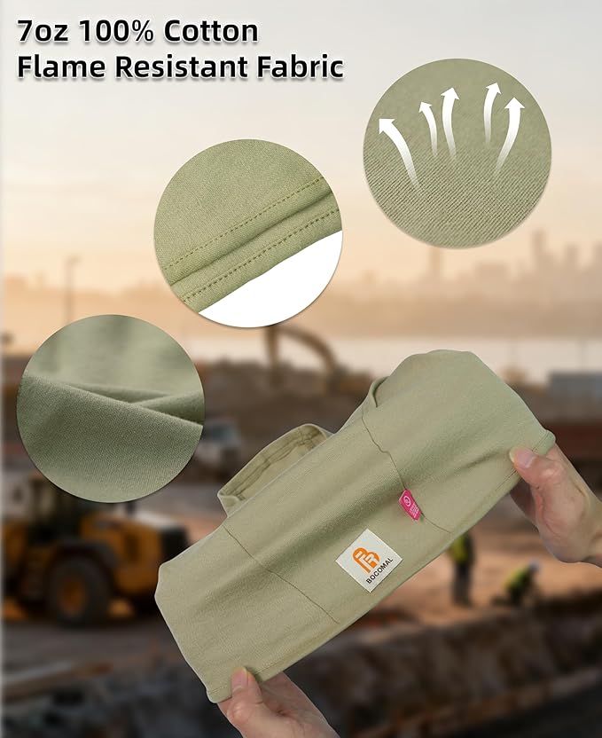 BOCOMAL FR Flame Resistant Balaclava Face Mask Arc Rated NFPA2112 CAT2 Helmet Liner Covering Hood for Welding