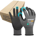 Kebada Safety Work Gloves,120 Pairs Bulk Pack, Touchscreen, PU Coated, Ideal for Warehouse, Construction, Gardening and Mechanics, Grey, XX-Large