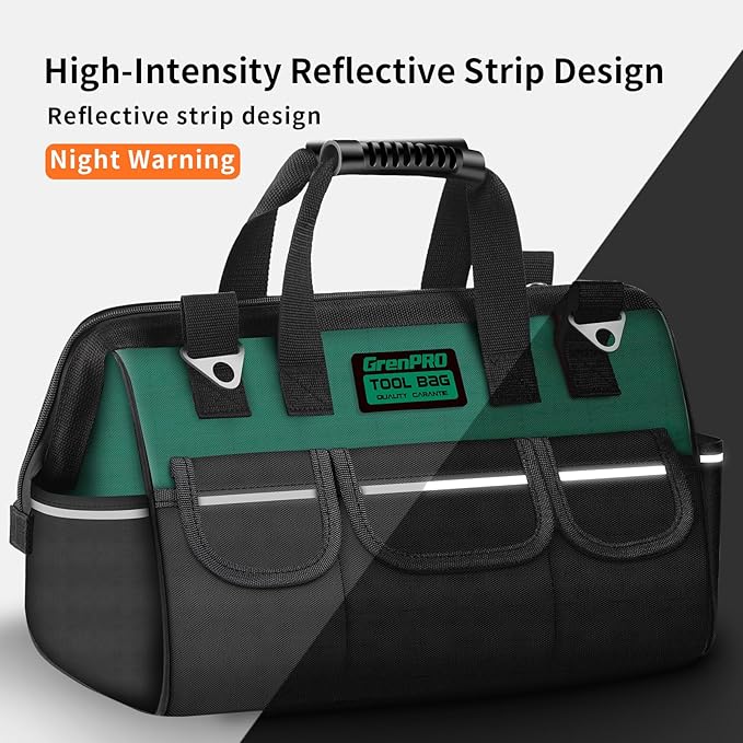 Tool Bag Organizer for Men, Wide Mouth Small Tool Bags,13.5 Inch Soft Handle Toolbox Organizer Storage, Large Zipper Electrician Tool Bag