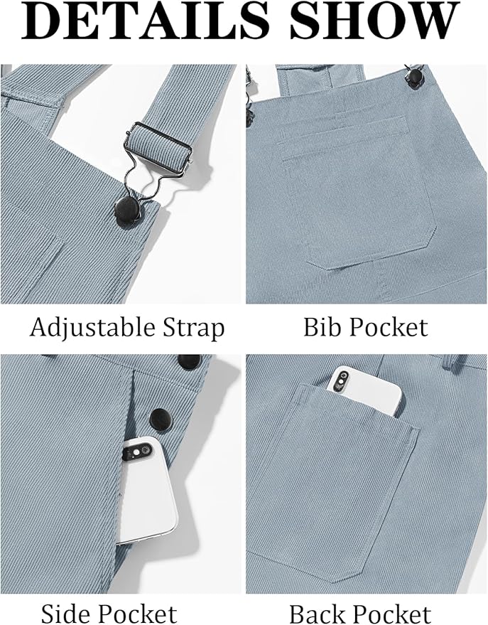 Runcati Mens Corduroy Bib Overalls Workwear Fashion Casual Jumpsuit Adjujstable Strap Romper Coverall