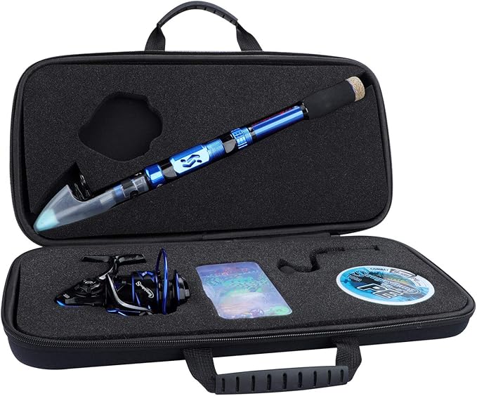 Sougayilang Fishing Rod and Reel Set Carbon Fiber Telescopic Fishing Rod 12+1BB Spinning Reel with Carry Case for Saltwater Freshwater