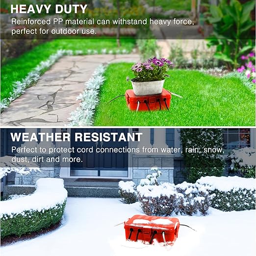 Flemoon Large Outdoor Electrical Box (12.5 x 8.5 x 5 inch), IP54 Waterproof Outdoor Extension Cord Cover Weatherproof, Protect Outlet, Plug, Socket, Timer, Power Strip, Holiday Light Decoration, Red