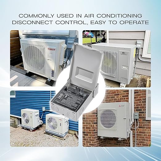 AC Disconnect Box Outdoor, CNAODUN 30 Amp Disconnect 120/240 Volt 2 Pole 1 Phase 3wire Waterproof Pull Out Switch Metal Box for Air Conditioner Non-Fused UL Listed