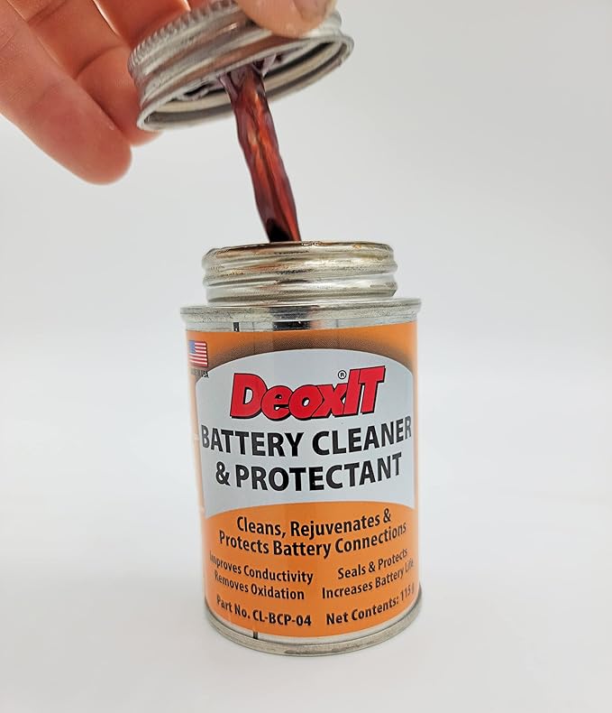 CAIG LABORATORIES DeoxIT Battery Cleaner & Protectant with Brush Lid, 4 oz brush Can, Pack of 2