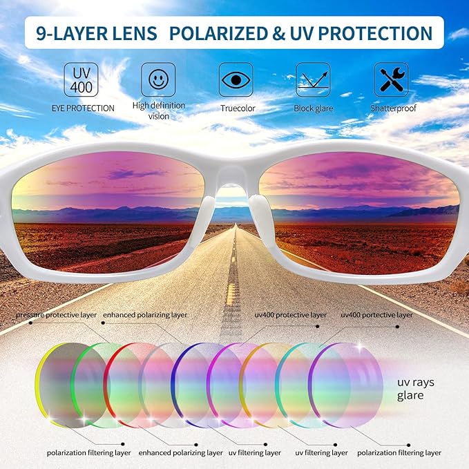 Joopin Sports Sunglasses Polarized UV400 Protection Wrap Around Sun Glasses Shades for Men Women