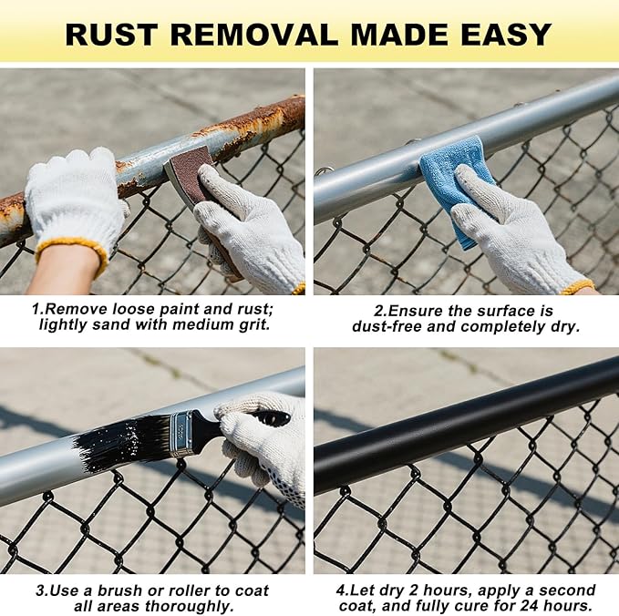 Metal Paint, 35 Fl oz Rust Preventive & Weatherproof Protective Coating, Black Paint for Metal Surfaces, Water-Based Matte Interior/Exterior Paint for Railings, Fences, Gates & Furniture