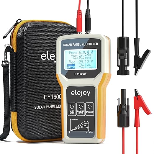 EY1600W Solar Panel Tester Multimeter, DC/AC Solar Panel Watt Meter, Photovoltaic Panel Solar Tracker, Auto & Manual MPPT Open Circuit Volt Current Troubleshoot Utility Tool, Backlit LCD (Upgrade)
