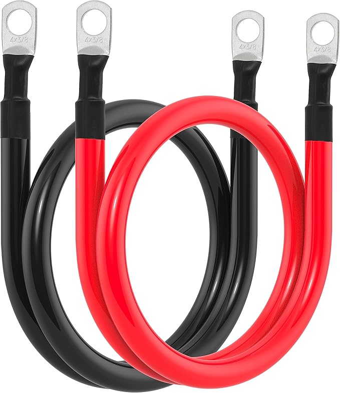 4 AWG Battery Cable 4AWG Gauge Battery Inverter Cables for Automotive Solar Marine Boat RV Car Motorcycle (4 AWG, 18in, 3/8")