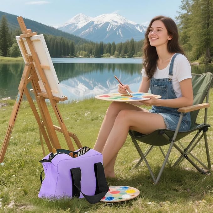 Small Tool Bag, Canvas Tool Storage Bag, Large Capacity Multipurpose Zipper Soft Tote Organizer Pouch for Electrician, Plumbing, Gardening,Tools Bags for Men (Purple, 14 Inch)