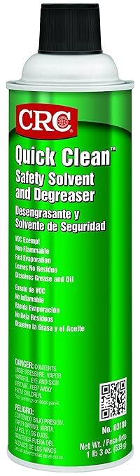 CRC Quick Clean Safety Solvent and Degreaser 03180 – [Pack of 12] 19 WT OZ, Clear, Aerosol Cleaner | Industrial Cleaners and Degreasers