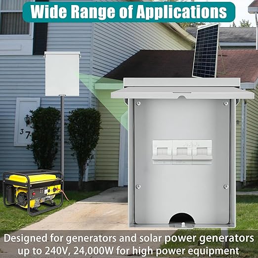 100 Amp 3 Pole Generator Manual Transfer Switch, 208-240V 24000W Transfer Switch for Home Generator and Solar Power Systems, Meeting NEMA 3R Standards for Outdoor and Indoor, with Ground (100A-3P)