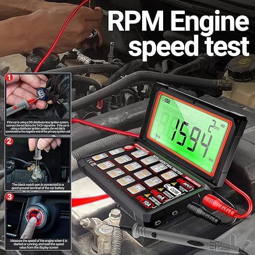 ANENG Multimeter,20000 Counts Digital Rechargeable Automotive Engine Analyzer with 300-19999RPM Tach,Dwell Angle,Duty Cycle,AC/DC Current,Voltage,Amp,Ohm,Flip LCD,Data Hold Tester for Car Diagnostics