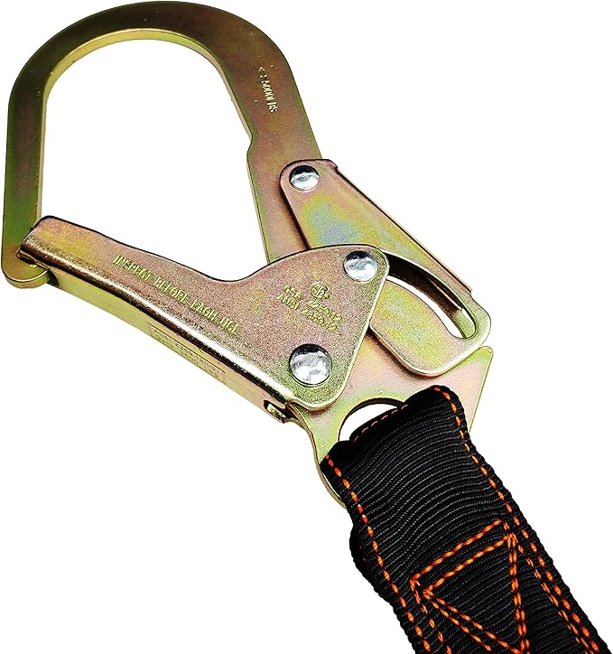 Frontline LIS61R Combat Single Leg 6' Rebar Hook End Lanyard with Internal Shock Absorber | Single Leg with Rebar Hook End | ANSI & OSHA Compliant | 5000 lbs. Min. Breaking Strength