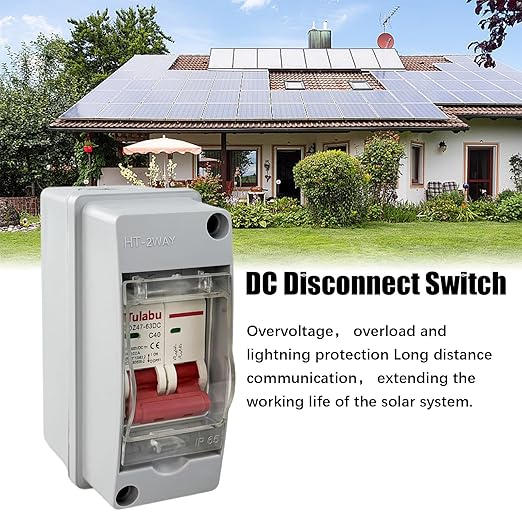 DC Miniature Circuit Breaker 1000V, IP65 Waterproof PV Solar DC Disconnect Switch with DIN Rail Enclosure, Solar Panel Disconnect Switch for Solar PV System (40A)