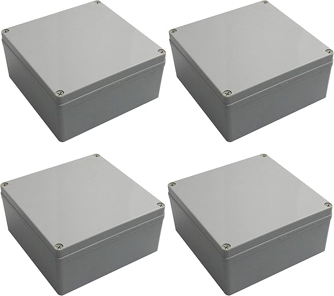 Co. 6" x 6" x 3" Weather & Dust Proof PS Plastic Junction Conduit Box Electronics Enclosure (5.5"x5.5"x3" Interior Dimension) 4 Pack