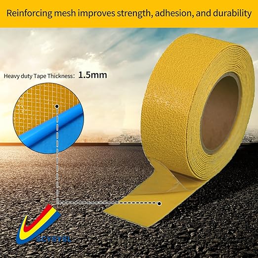 Reflective Pavement Marking Tape Slip-Resistant and Durable, Heavy-Duty Rubber Base for Outdoor Applications, Perfect for Driveways, Walkways, and Parking Areas (Yellow, 2 Inch X 18 Feet)