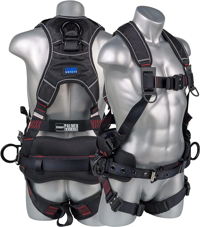 Palmer Safety Hammerhead 5pt Safety Harness Back Padded, QCB Chest, Tongue Buckel Legs Straps, Back & Side D-Rings