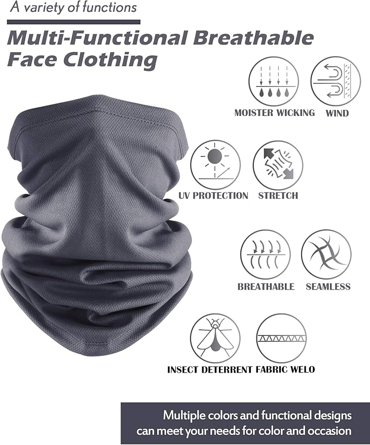 Geyoga Neck Gaiter Bandana Face Mask Summer UV Protection Cooling Breathable Face Mask Neck Scarf Balaclava for Men Women